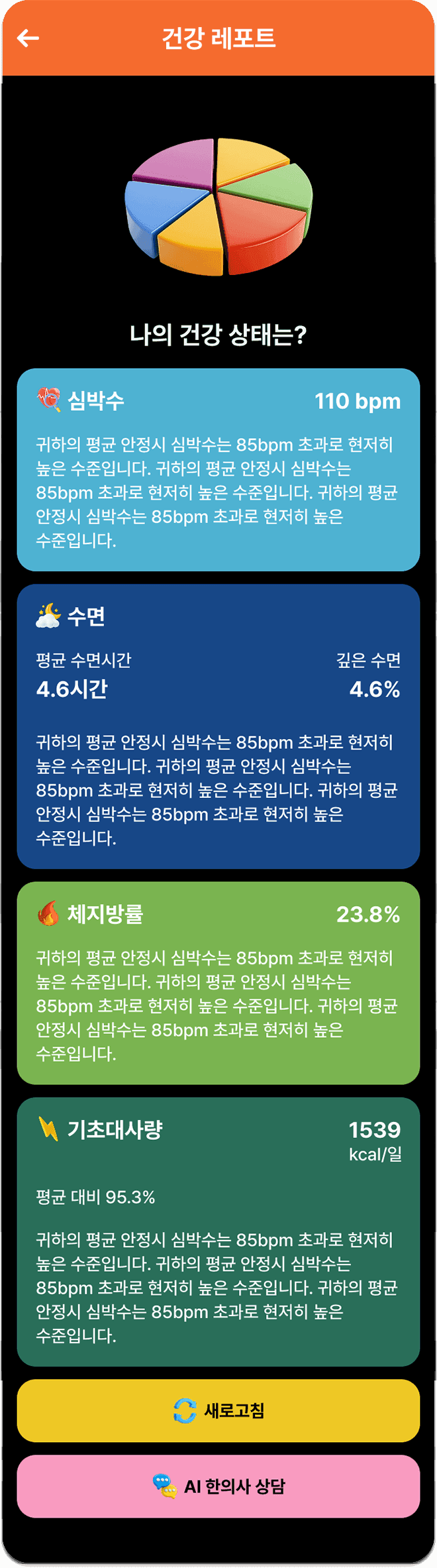개인 맞춤형 헬스케어 및 AI 한의사 자문 리포트 플랫폼 개발 상세 이미지 2